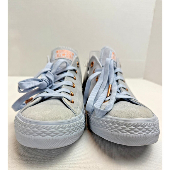 Converse All Star Ox Blue/Blush Suede Rose Gold Hardware Sz W10/M8 US - Picture 2 of 12